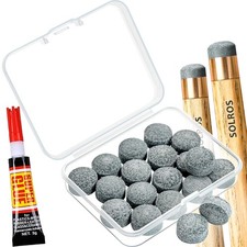 Pool Cue Stick Tips Replacement Repair Kit Billiard Cue Tips with Storage Box