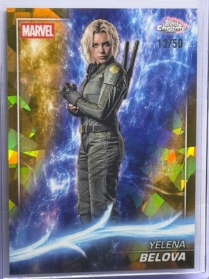 2025 Topps Marvel Studios Chrome Sapphire YELENA BELOVA Black Widow Gold /50