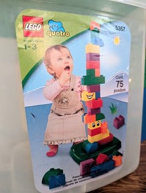 LEGO Vintage Duplo Large Quatro Bucket Set 5357 - 73 Pieces Bricks Bucket w Lid