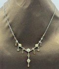 M&S Crystal Style Floral Drop Necklace Silver Tone Beaded Statement