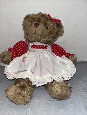 Russ Berrie Brittany I Love You Teddy Bear Wearing Red  White Heart Dress Plush