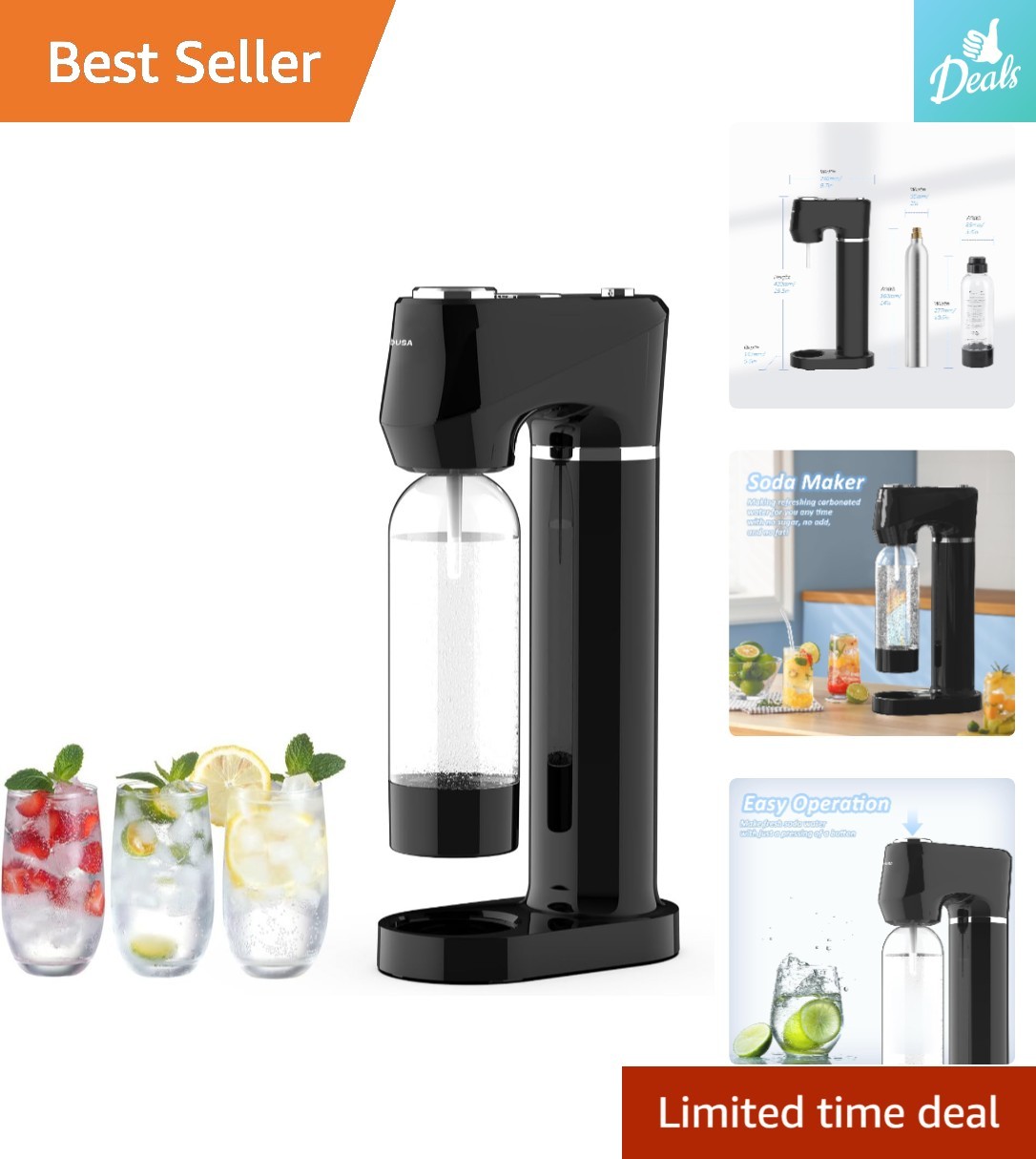 Compact Manual Carbonated Drink Maker: Healthy Home Soda Fountain with 1L Bottle
