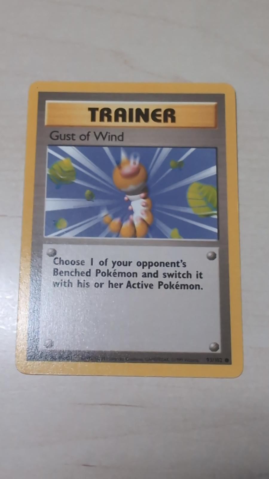 Gust of Wind 93/102 Common Base Set Unlimited Pokemon Lightly Played