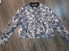 ZARA Basic Collection Women Embroidered Floral Full Zip Jacket SZ S