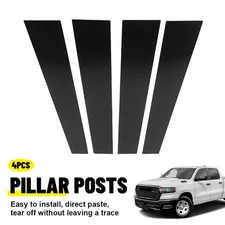 For 2019-2025 Dodge Ram 1500 Black Door Window Pillar Posts Sticker Trim 4PCS