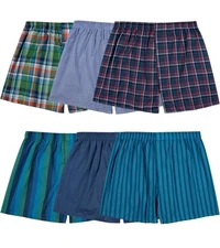 Fruit of the Loom Men's Tag Free Woven Boxer Shorts Plaid 4️⃣-Pack Sz M❗️No Tags