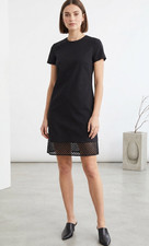 Cue Dress Size 6 Black Short Cotton Blend Pencil Corporate Work Party Function