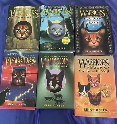 Erin Hunter Book Lot of 6 Warriors Hardcover Sunset Long Shadows Dark River