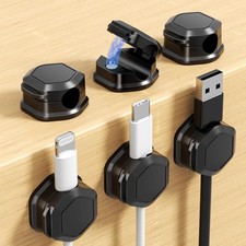 6 Pack Magnetic Cable Clips, Smooth Adjustable Cord Organizer Black