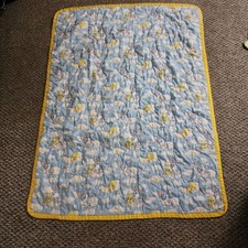 Vintage Baby Looney Tunes Crib Blanket Quilt Tweety Bird Bugs Bunny Blue Yellow