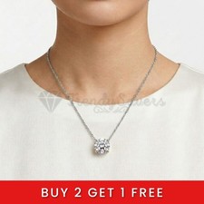 925 Sterling Silver Sparkling Round Cubic Zirconia Pendant Necklace Elegant Fine
