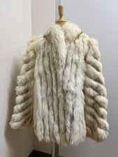 SAGA FOX Real Fur Coat Jacket Vintage Woman Beige Size Free F Used From Japan