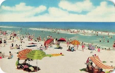 Postcard Bathing Gulf of Mexico's White Sands at Pensacola Beach, FL | Vintage