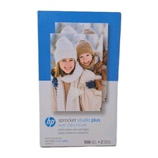 New Open Box HP Sprocket Studio Plus 4x6" Photo Paper  2 Cartridges 108 Sheets