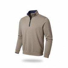 johnnie-O Men s Cotton Blend Quarter Zip Pullover Teak Medium
