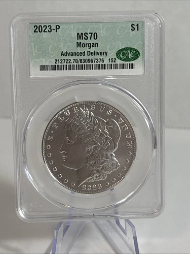 2023-P $1 MORGAN DOLLAR CAC MS70 Advance Delivery Green Label Silver Coin.