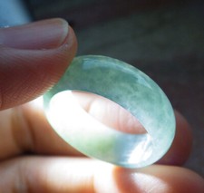 Certified Icy Green Burma Natural A JADE Jadeite Circle RING USA. 9    614873