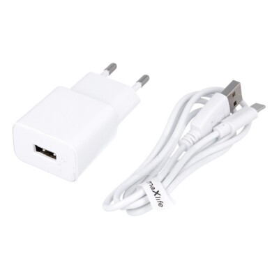 Maxlife Schnell Ladegerät mit Kabel USB C  Ladekabel Datenkabel Netzteil WEISS