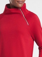 Athleta Cozy Karma Asym Sweatshirt Dress, Candy Red SIZE MT M T 383427 X0604H