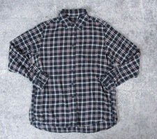 Uniqlo Shirt Mens Medium Dress Black Plaid Flannel Business Long Sleeve Top