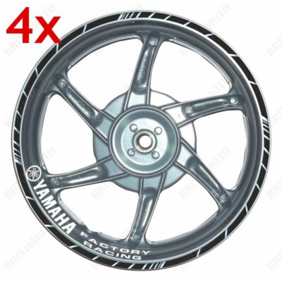 RIMS AND INTERIOR WHEEL STICKERS R6 R1 FACTORY RACING WHITE BLACK