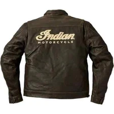 Men's Indian Motorcycle Distressed Genuine Cowhide Leather jacket Biker Rider