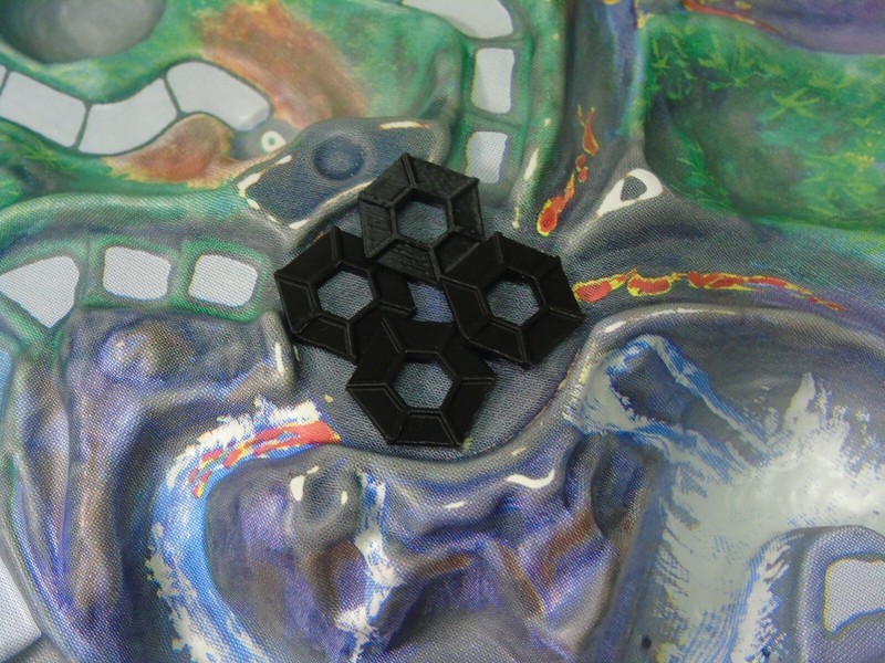 4 Black Tokens Hexagon 1986 Fireball Island Board Game Replacement Pieces Parts