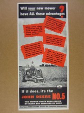 1949 John Deere No. 5 Mower farmer mowing field tractor photo vintage print Ad