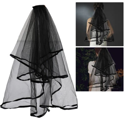 Black Lace Veil Creative Cathedral Wedding Halloween Veil With Comb
