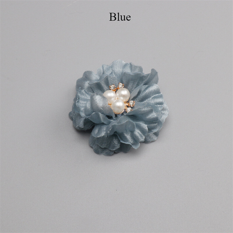 10pcs DIY Glitter Pearl Rhinestone Flower Appliques Beaded Patch Hair Accessory