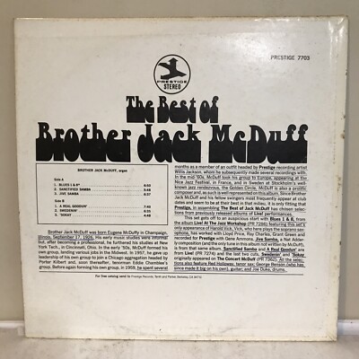 BROTHER JACK MCDUFF best of LIVE! PRESTIGE 7703 LP BEBOP CLASSIC