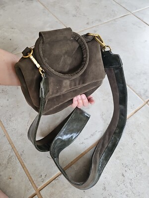 Anthropologie Olive Green Small Suede Crossbody Bag