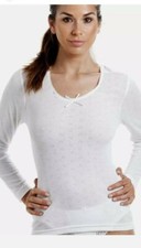 💕 Camille Ladies Long Sleeved Thermal Vest Ski Wear Airtex - White - Size 8/10