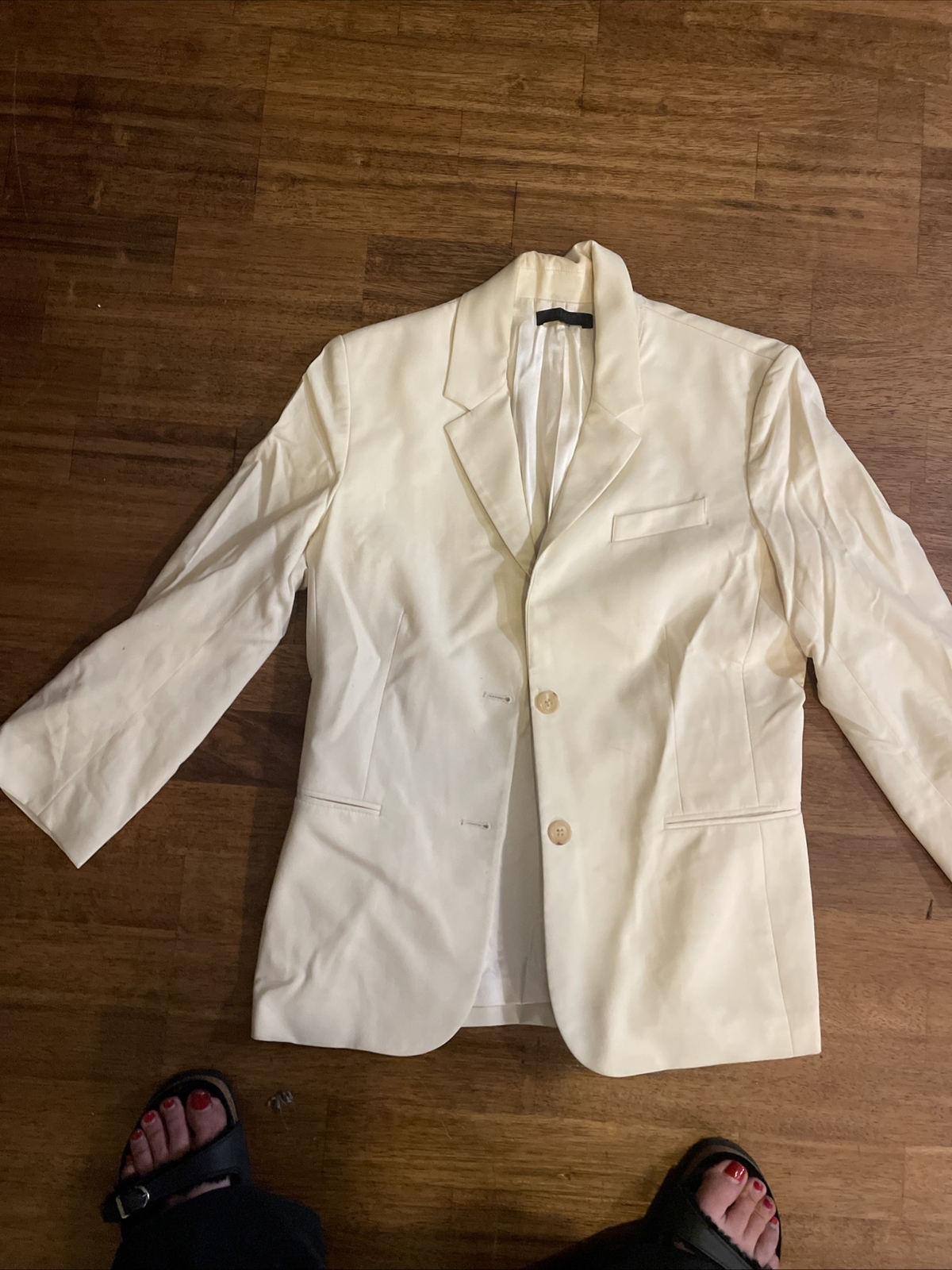 FILA Blazer scuola ragazzo The Row avorio elasticizzato lana crepe taglia 6 giacca due bottoni