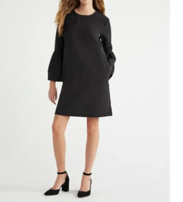 Free Assembly Bell-Sleeve Mini Shift Dress Women's Size Small Black  Polyester | eBay