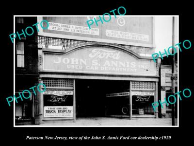 OLD POSTCARD SIZE PHOTO OF PATERSON NEW JERSEY THE FORD MOTORS STORE c1920