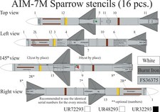 UpRise Decals UR32293 - DECAL AIM-7M Sparrow stencils 16 pcs. 1/32