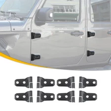 8PCS Matt Black Door Hinge Protector Cover Trim Set For Jeep Wrangler JL JT 18+