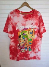Nickelodeon Men's T-shirt XL Rugrats Ren & Stimpy Hey Arnold Red Tye-Die 
