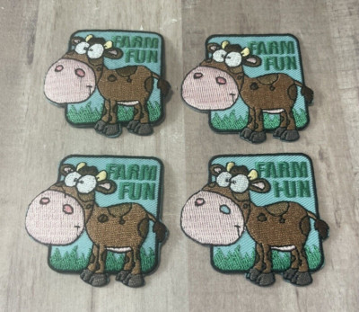 4 - Girl Boy Cub FARM FUN Cow Patches Badges SCOUTS GUIDE Visit Trip Tour 4X