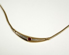 Collana In Oro Giallo 585 Con Rubino E Diamante
