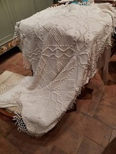 Antica Coperta Da Lettino O Copritavolo Lavorazione Ai Ferri