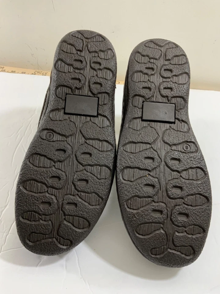 ROPER MEN'S CLASSIC CROCO STYLE LEATHER BROWN SLIP-ON SHOES SZ 8 NEW - Image 4 of 4