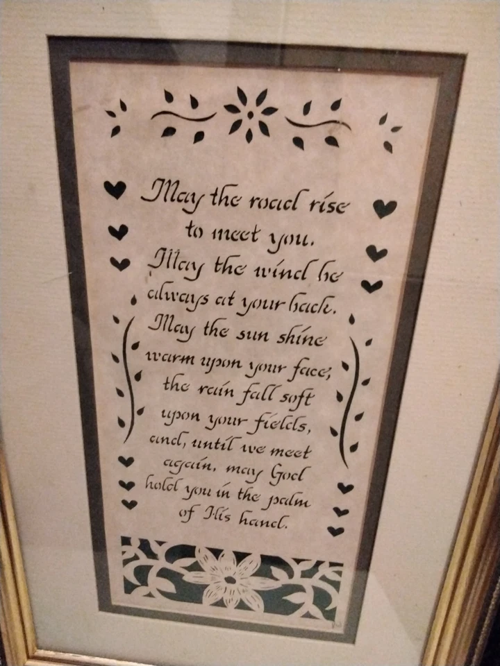 Framed Scherenschnitte Irish Blessing Folk Art Lancaster County 14.75" X 9.75" - Image 2 of 4