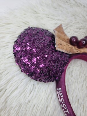 Disney Parks Epcot Wine Minnie Mouse Sequins Ear Headband  display picture 3