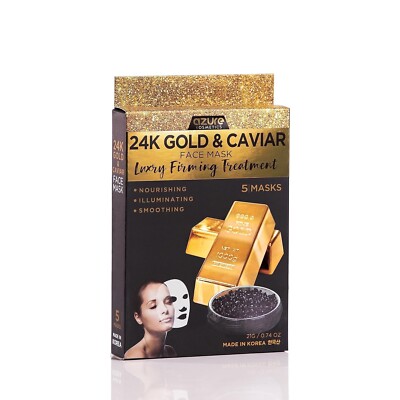 AZURE 24K Gold and Caviar Anti Aging Luxury Face Mask - 5 Pack