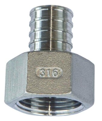 3/4'' Stainless Steel PEX Adapter FNPT x Male PEX Hose Barb Crimp Fitting SS 316