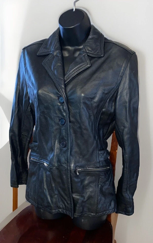 Chaqueta de moto para mujer MS. Máxima talla pequeña cuero negro Foto 4 de 4