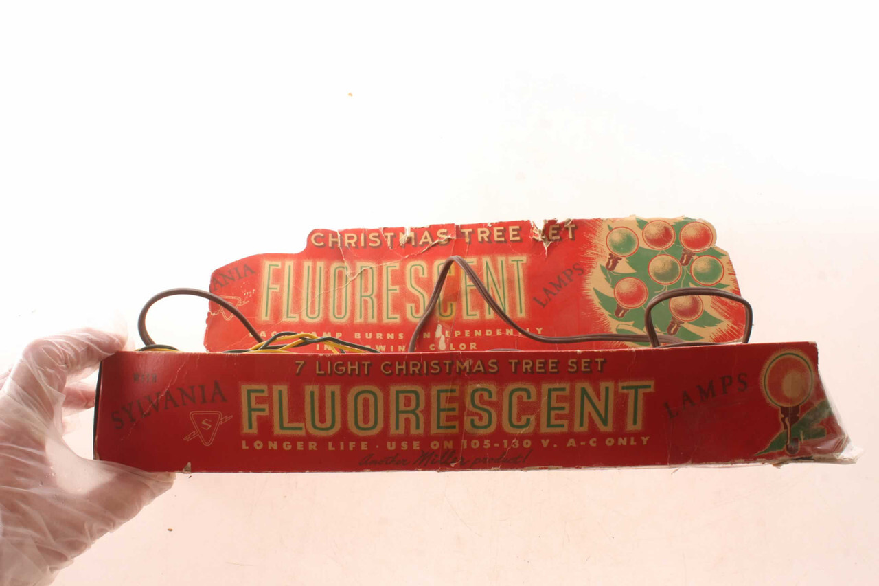 Vintage Sylvania Christmas Tree Fluorescent Lamps Light String Set In