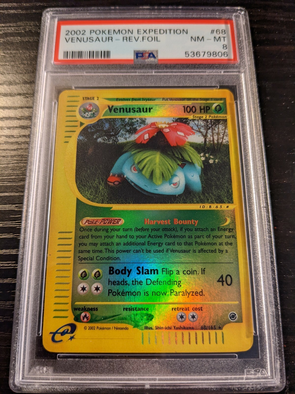 PSA 8 NM - MINT - VENUSAUR Reverse Holo Foil 68/165 - 2002 Pokemon Expedition 68